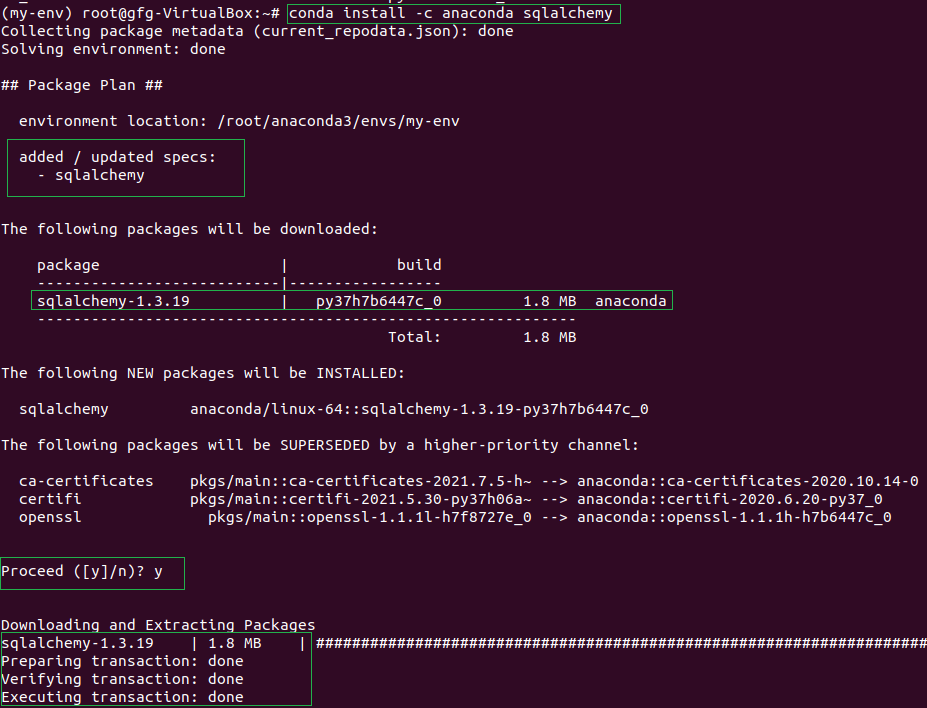 Sqlalchemy metadata. Conda install.