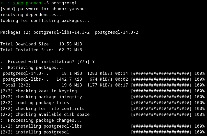 Как установить postgresql на linux manjaro