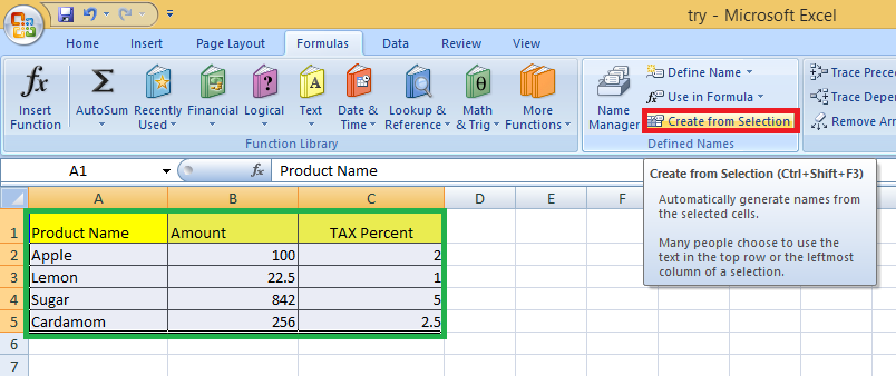 Как создать именованный диапазон в excel