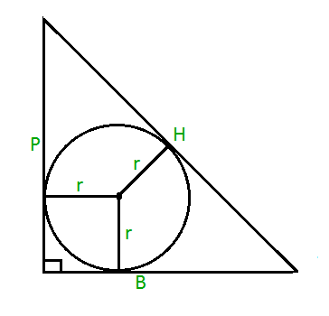 Как нарисовать вписанную окружность в прямоугольном треугольнике