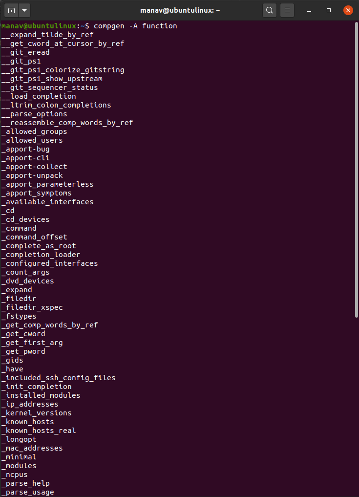 Команда compgen в linux
