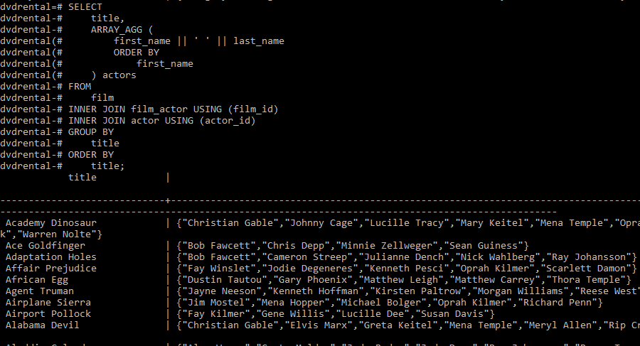 Postgres Array Agg Example